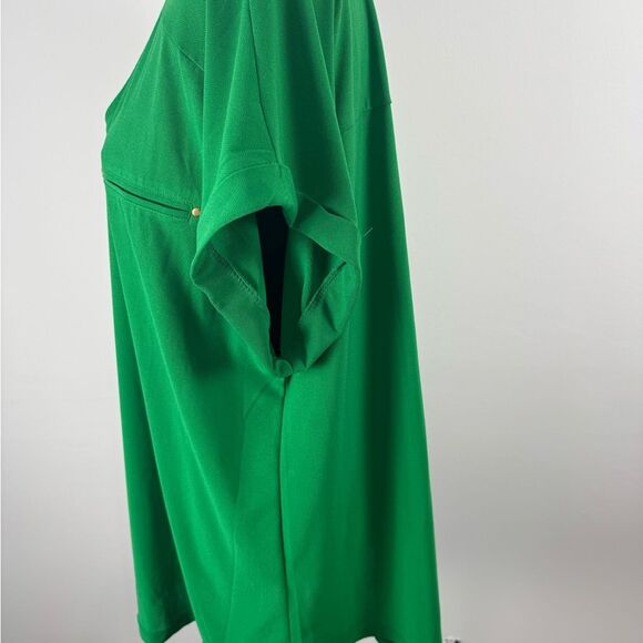 Green Relaxed V-Neck Zippered Blouse vibrant color women’s 2xl - Picture 7 of 11